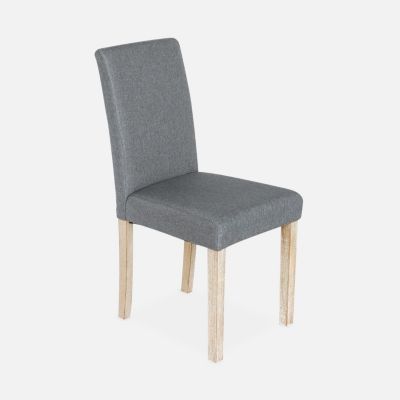 Lot de 4 chaises - Rita - chaises en tissu. pieds en bois cérusé. gris clairs