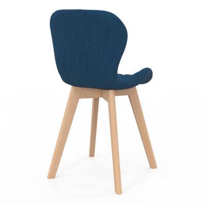 Lot de 4 chaises ROBINE en tissu bleu canard pour salle à manger