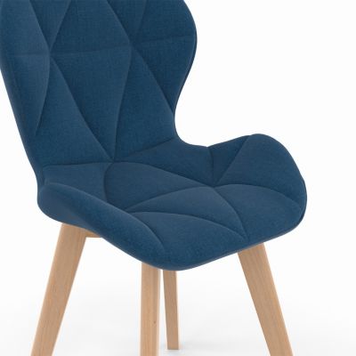 Lot de 4 chaises ROBINE en tissu bleu canard pour salle à manger