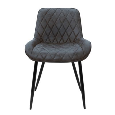 Lot de 4 chaises salle à manger cuisine anthracite simili PU pieds acier 120 kg