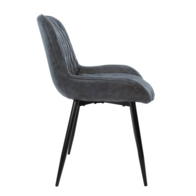 Lot de 4 chaises salle à manger cuisine anthracite simili PU pieds acier 120 kg