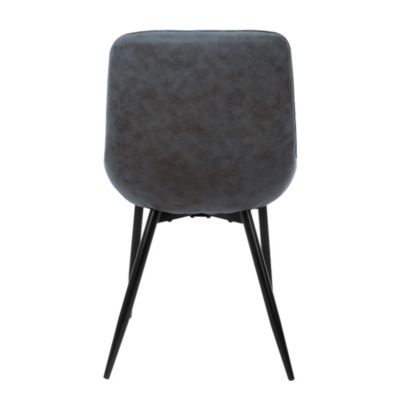 Lot de 4 chaises salle à manger cuisine anthracite simili PU pieds acier 120 kg