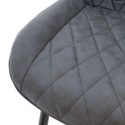 Lot de 4 chaises salle à manger cuisine anthracite simili PU pieds acier 120 kg