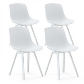 Lot de 4 chaises scandinave aluminium blanches  Oviala