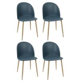 Lot de 4 Chaises Scandinave "Bergen" 81cm Bleu Canard