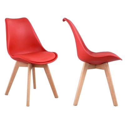 Lot de 4 chaises scandinaves NORA rouge avec coussin - Happy Garden