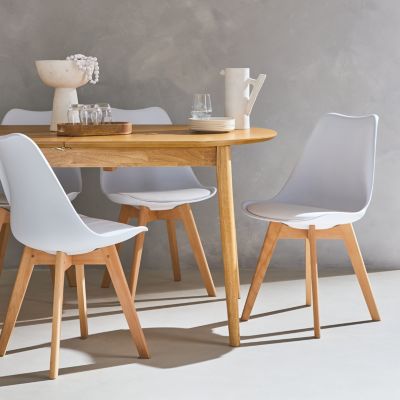 Lot de 4 chaises scandinaves. pieds bois de hêtre. chaises 1 place. blancs