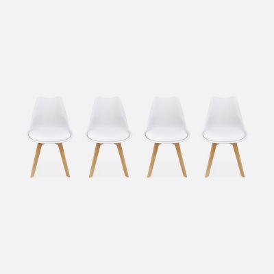 Lot de 4 chaises scandinaves. pieds bois de hêtre. chaises 1 place. blancs