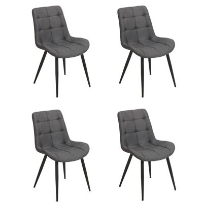 Lot de 4 chaises tissu gris anthracite chiné pieds métal noir - JAELLE