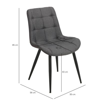 Lot de 4 chaises tissu gris anthracite chiné pieds métal noir - JAELLE