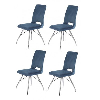 Lot de 4 chaises velours bleu marine - BELLA