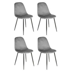 Lot de 4 Chaises Velours "Giulia" 85cm Gris