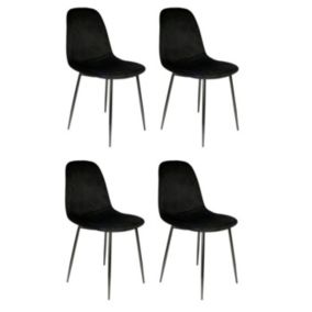 Lot de 4 Chaises Velours "Giulia" 85cm Noir