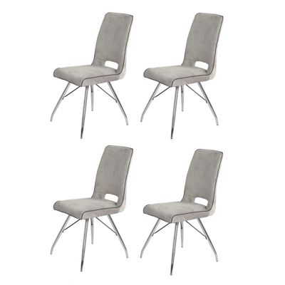 Lot de 4 chaises velours gris clair - BELLA