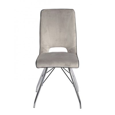 Lot de 4 chaises velours gris clair - BELLA