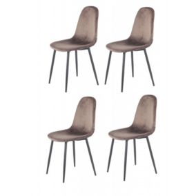 Lot de 4 Chaises velours marron - BIBA