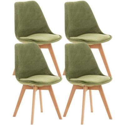 Lot de 2 chaises avec accoudoirs en velours et métal effet bois - Vert foncé - ELEANA