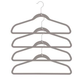 Lot de 4 cintres en feutre effet velours gris