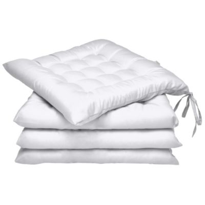 Lot de 4 Coussin Galettes de chaise Lea Blanc 40x40x5cm