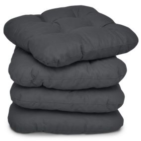 Lot de 4 Coussin Galettes de chaise Lisa Anthracite 40x40x8cm