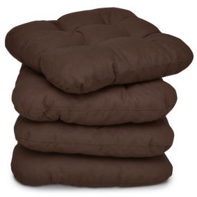 Lot de 4 Coussin Galettes de chaise Lisa Marron chocolat 40x40x8cm