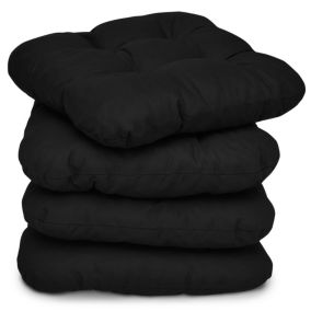 Lot de 4 Coussin Galettes de chaise Lisa Noir 40x40x8cm