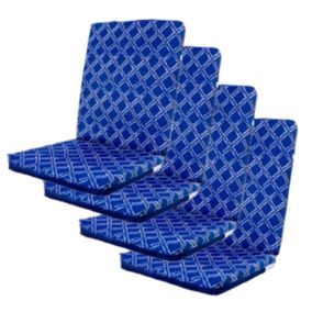 Lot de 4 Coussins pour chaises 95 x 40 cm motif Nautique Bleu