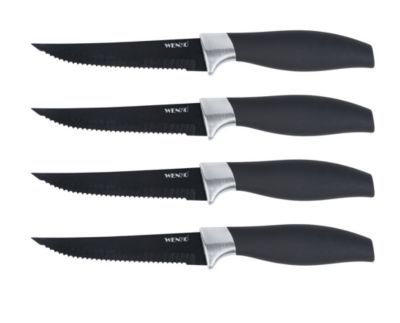 Lot de 4 couteaux à steak noirs en acier inoxydable Otis