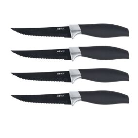 Lot de 4 couteaux à steak noirs en acier inoxydable Otis