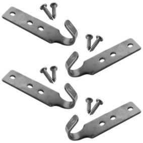 Lot de 4 crochets inox + 8 vis pour piscine hors sol en bois - Linxor