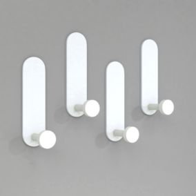 Lot de 4 crochets muraux de salle de bain en aluminium blanc, porte-serviettes étanche, aucun perçage requis