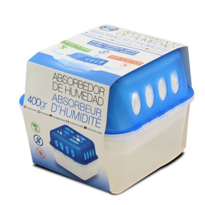 Lot de 4 déshumidificateurs absorbeurs d'Humidité carré compact, contenance 400 g - Hauteur 11,5 x Longueur 14 x Profondeur 14 cm