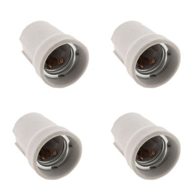 Lot de 4 douilles E27 porcelaine à vis - Blanc - Zenitech