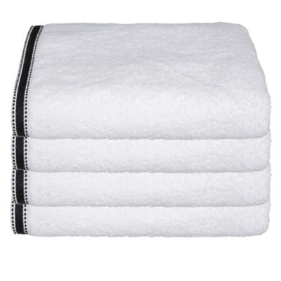 Lot de 4 Draps de bain en Coton Bleu Egéen tissu éponge 70 x 130 cm