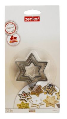 Lot de 4 emporte-pièces de Noël en forme d'étoiles Zenker Emporte-pièces