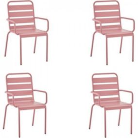 Lot de 4 fauteuils de jardin - Acier - Rose - IRONFT4RZ - 43 x 58 x 86 cm