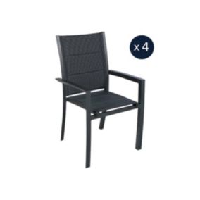 Lot de 4 fauteuils de jardin Allure Poivre et Graphite Allure - Hespéride