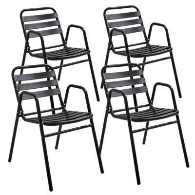 Lot de 4 fauteuils de jardin aluminium noir  Oviala