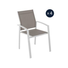 Lot de 4 fauteuils de jardin Axiome Noisette et Blanc - Hespéride