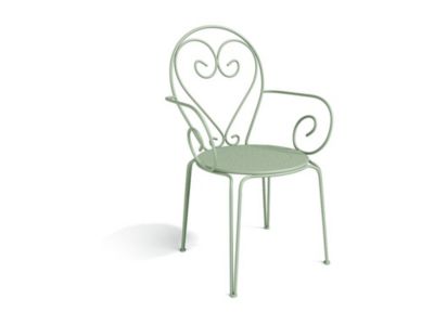 Lot de 4 fauteuils de jardin empilables en métal façon fer forgé - Vert amande - GUERMANTES de MYLIA