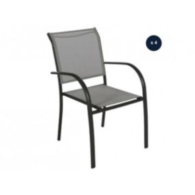 Lot de 4 fauteuils de jardin en texaline Piazza Galet/Graphite
