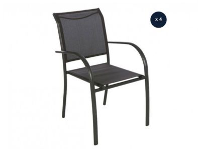 Lot de 4 fauteuils de jardin en texaline Piazza Gris anthracite/Graphite
