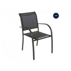 Lot de 4 fauteuils de jardin en texaline Piazza Gris anthracite/Graphite