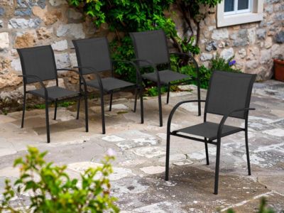 Lot de 4 fauteuils de jardin en texaline Piazza Gris anthracite/Graphite
