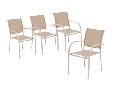 Lot de 4 fauteuils de jardin en texaline Piazza Lin/Blanc - Hespéride