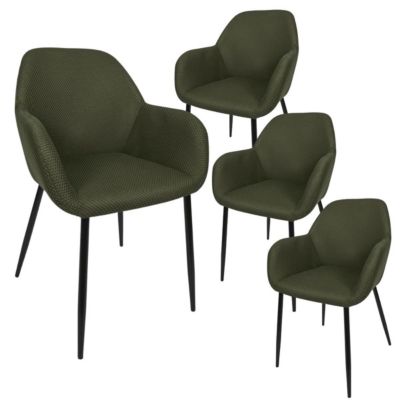 Lot de 4 fauteuils de table en tissu texturé maille 3D kaki - ELECTRON