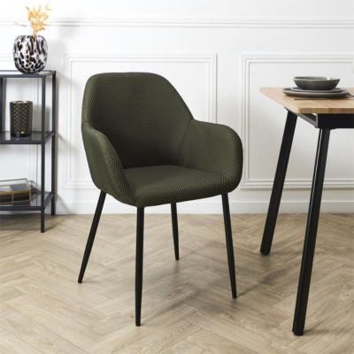 Lot de 4 fauteuils de table en tissu texturé maille 3D kaki - ELECTRON