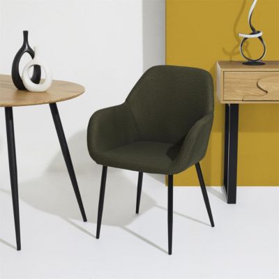 Lot de 4 fauteuils de table en tissu texturé maille 3D kaki - ELECTRON