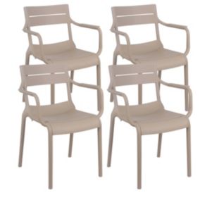 Lot de 4 fauteuils de terrasse en plastique beige  Oviala