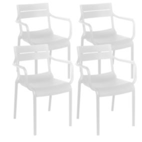 Lot de 4 fauteuils de terrasse en plastique blanc  Oviala